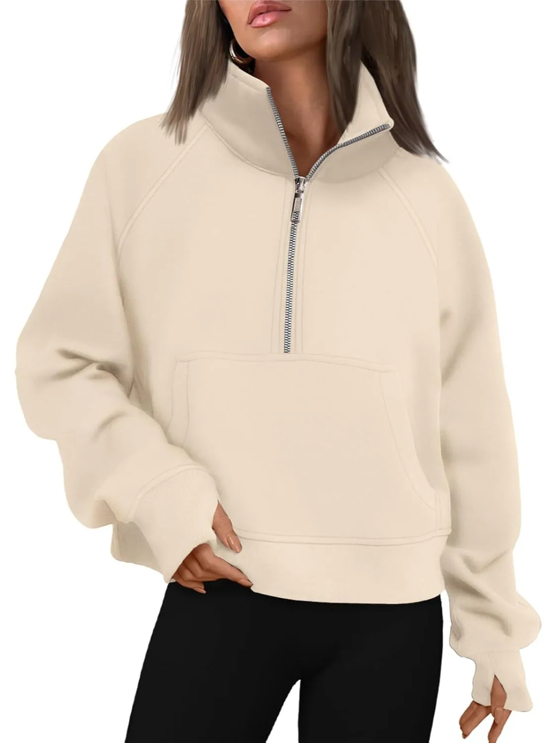 Cozy Half Zip Cropped Pullover Top