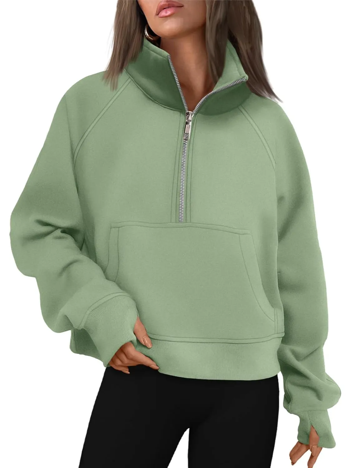 Cozy Half Zip Cropped Pullover Top