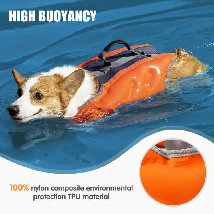 Dog Inflatable Swimsuit Easy to Carry Pet Life Jacket with Pump, Size: