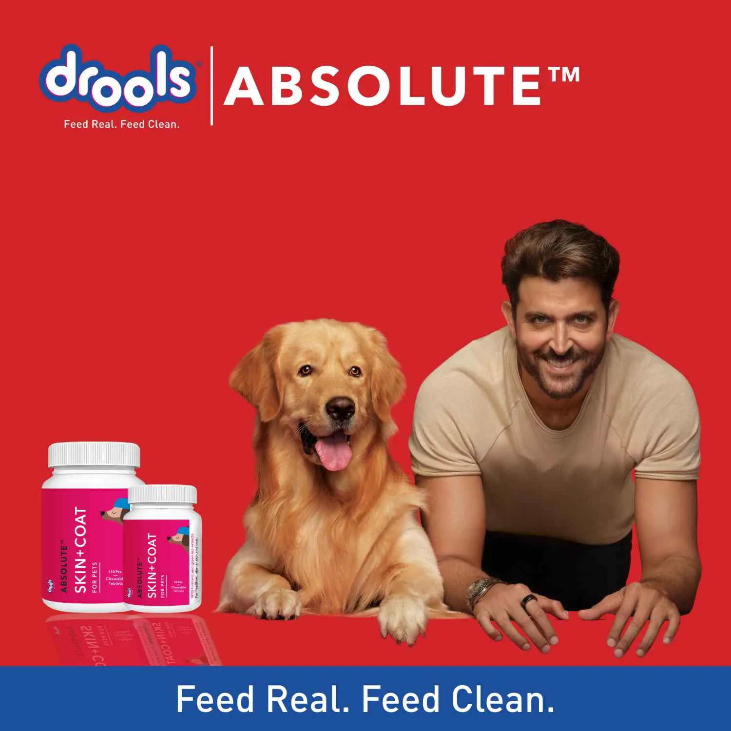 Drools Absolute Skin & Coat Tablets and Salmon Oil Syrup Supplement for Dogs Combo