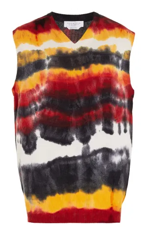 Fielding Knit Vest in Fire Tie Dye Cashmere