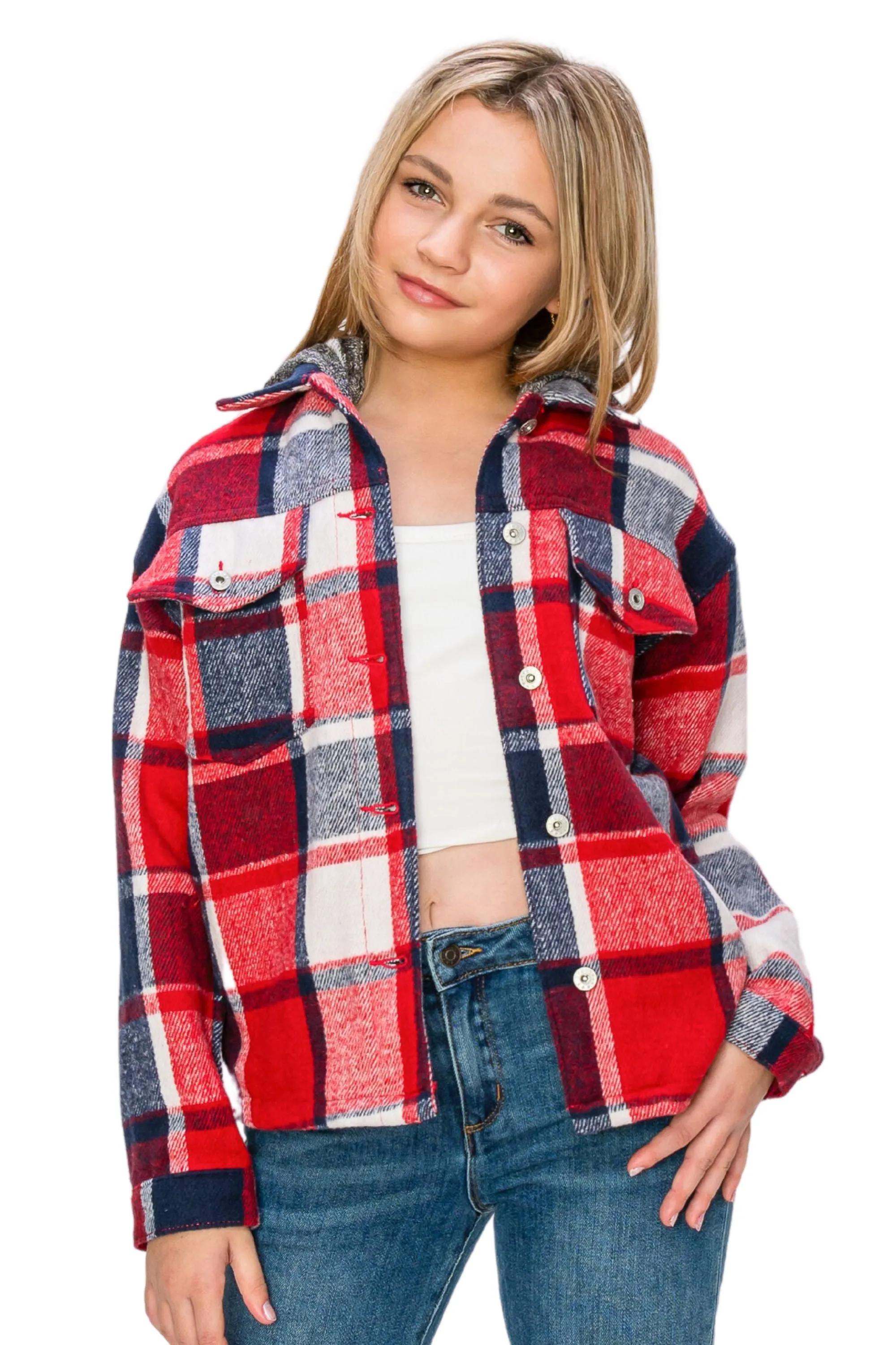 Flannel Shacket With Hood