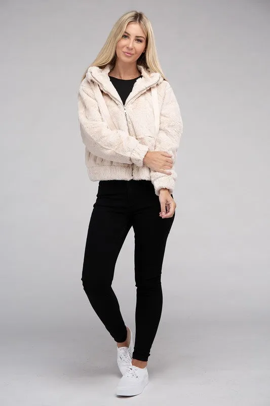 Fluffy Zip-Up Teddy Hoodie