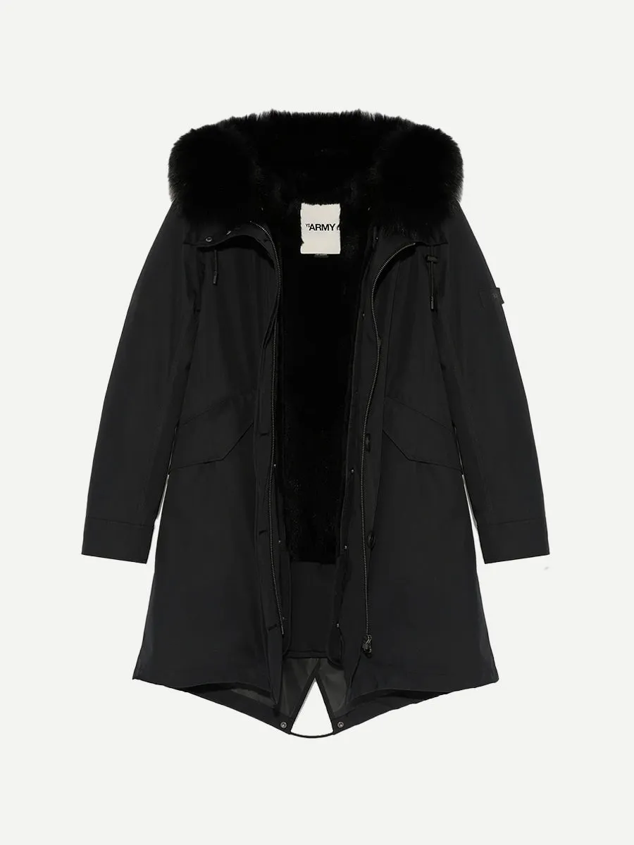 Fur Lined Waterproof Parka in Noir