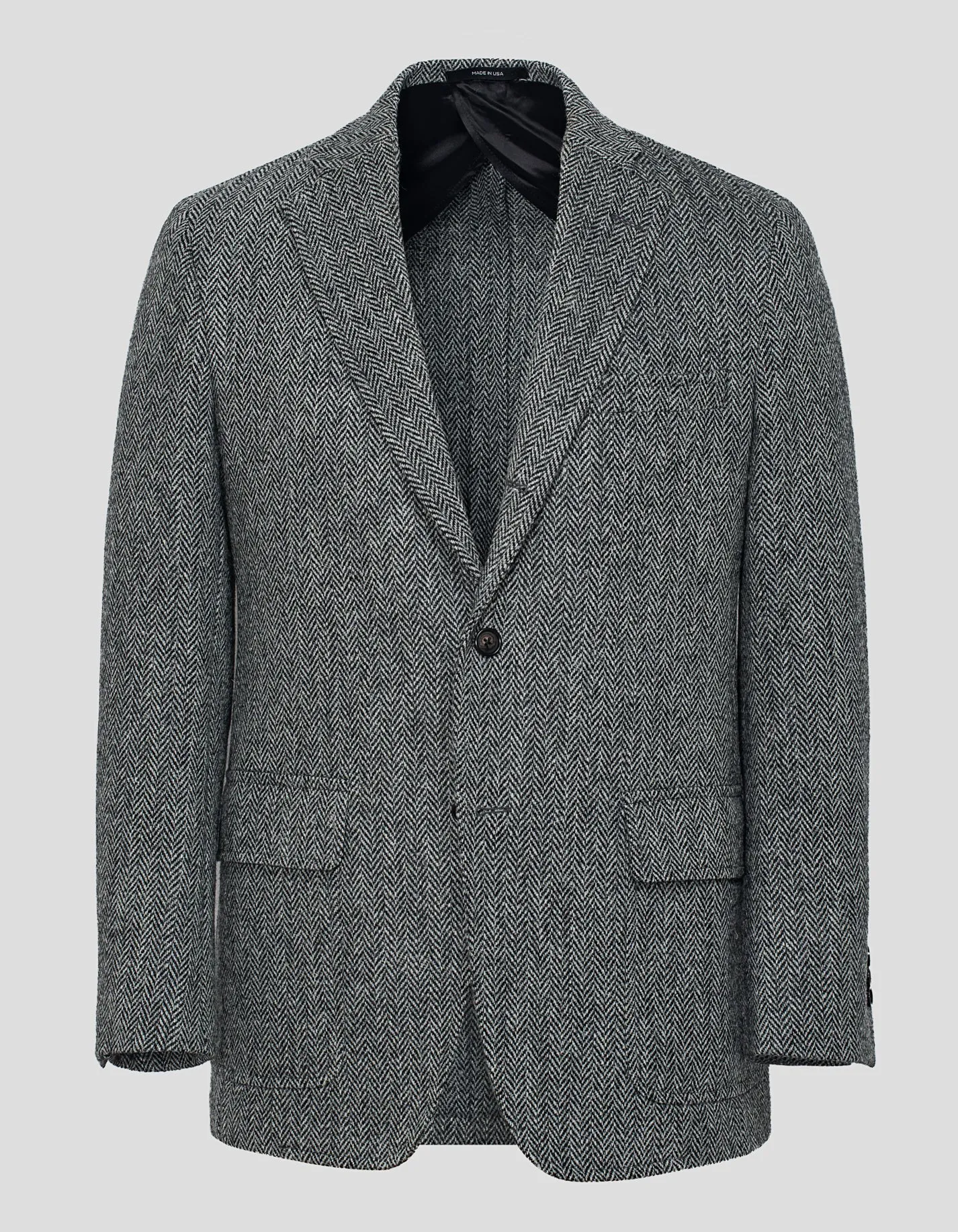 HARRIS TWEED BLACK AND WHITE HERRINGBONE SPORT COAT