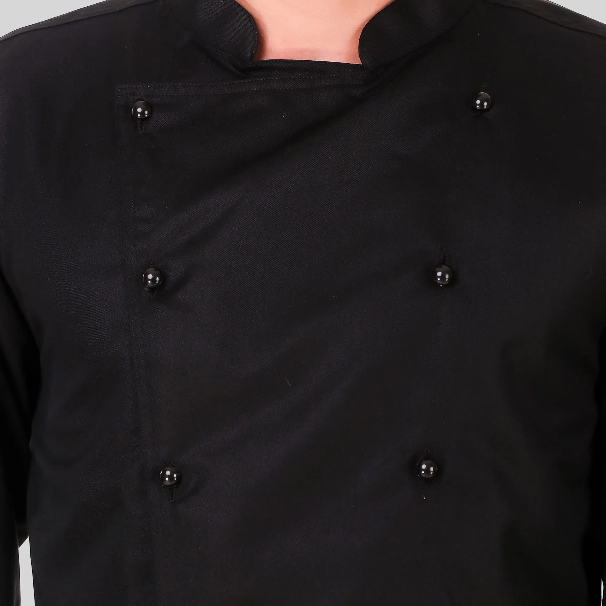 KODENIPR CLUB Traditional Black Chef Coat, Detachable Button Poly/Cotton, Size (Medium(38))