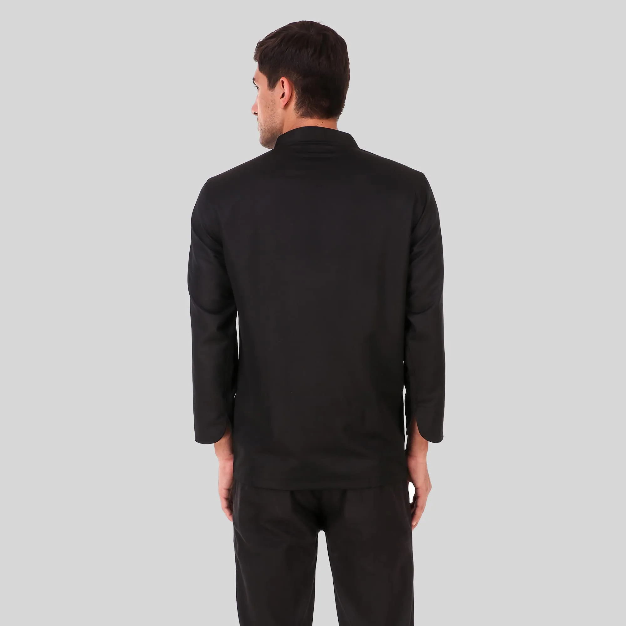 KODENIPR CLUB Traditional Black Chef Coat, Detachable Button Poly/Cotton, Size (Medium(38))