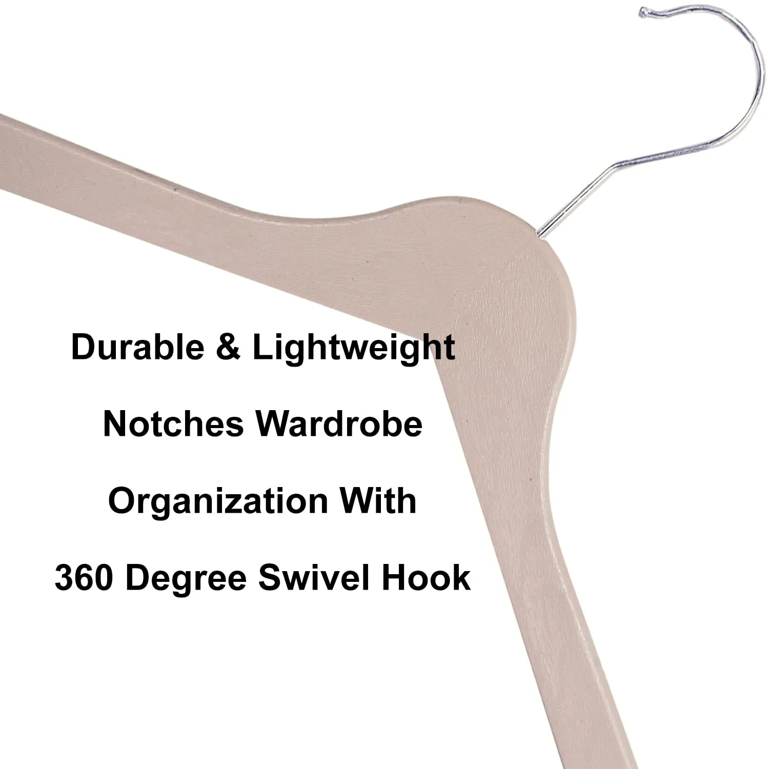 Kuber Industries Hanger|Durable & Lightweight Coat and Clothes Hangers|Notches Wardrobe Organization with 360 Degree Swivel Hook|Pack of 3 (Cream)