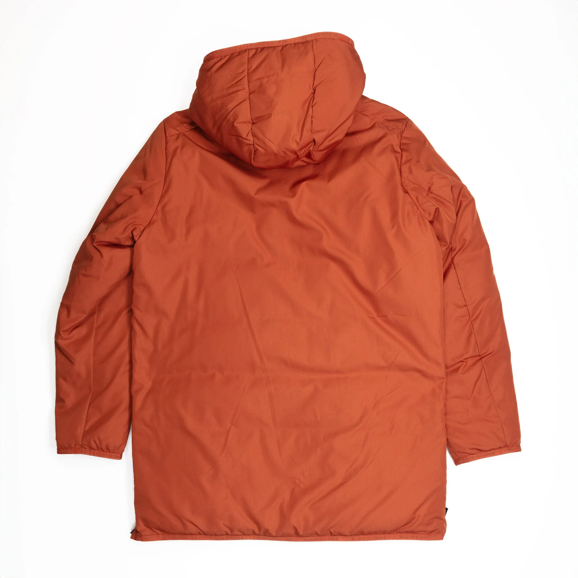 Long Insulated Hooded Jacket in Dark Orange