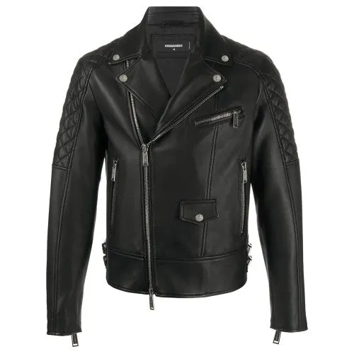 Men Biker Leather Jacket Dsquared