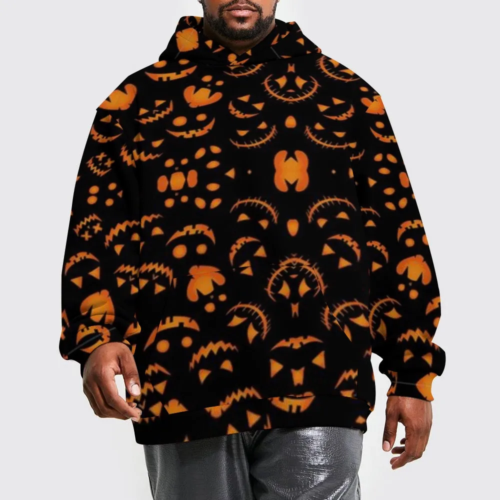 Mens Cute Halloween Pumpkin Light 3D Print Hoodies