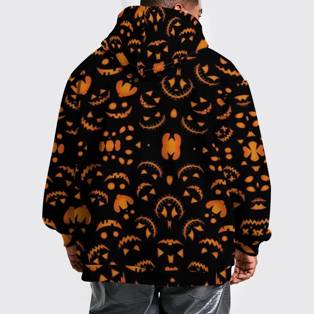 Mens Cute Halloween Pumpkin Light 3D Print Hoodies