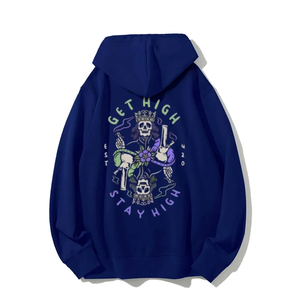 Mens GET HIGH STAY HIGH Queen Graphic Hoodies