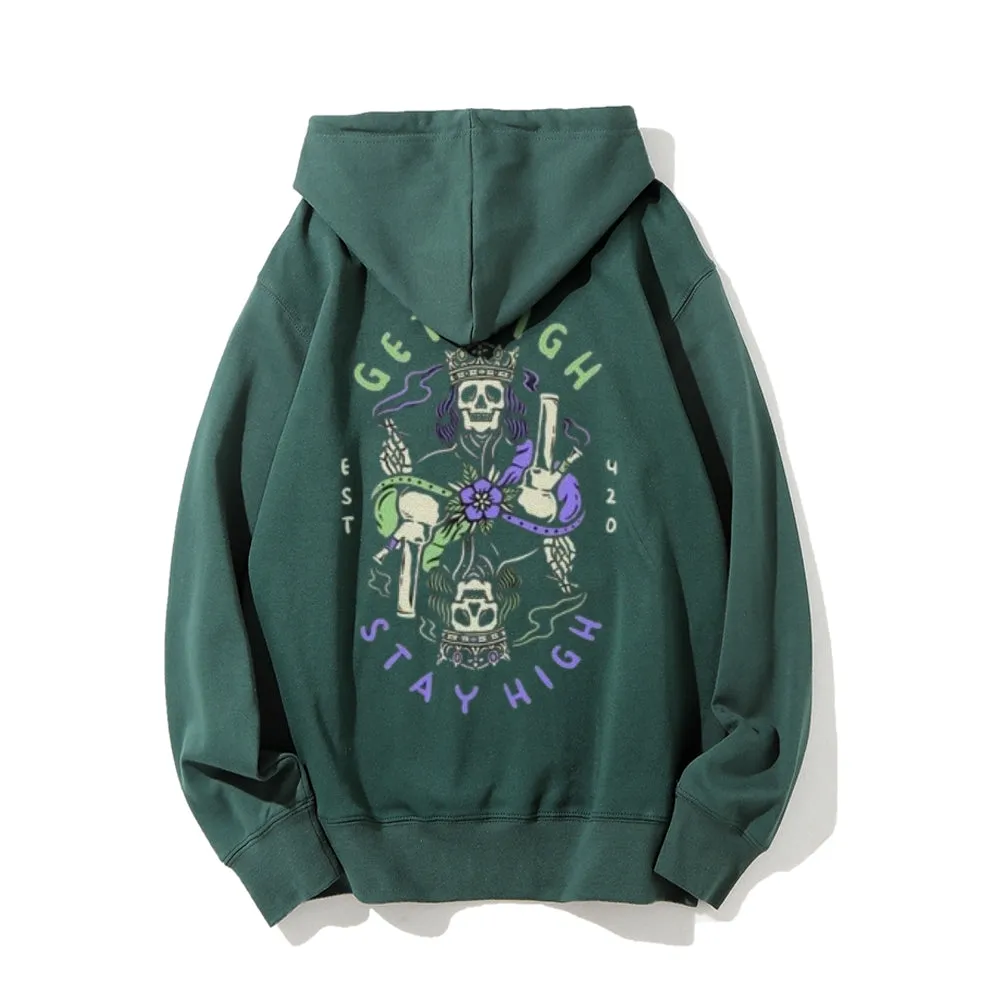 Mens GET HIGH STAY HIGH Queen Graphic Hoodies