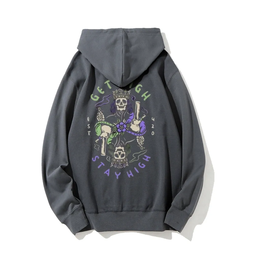 Mens GET HIGH STAY HIGH Queen Graphic Hoodies