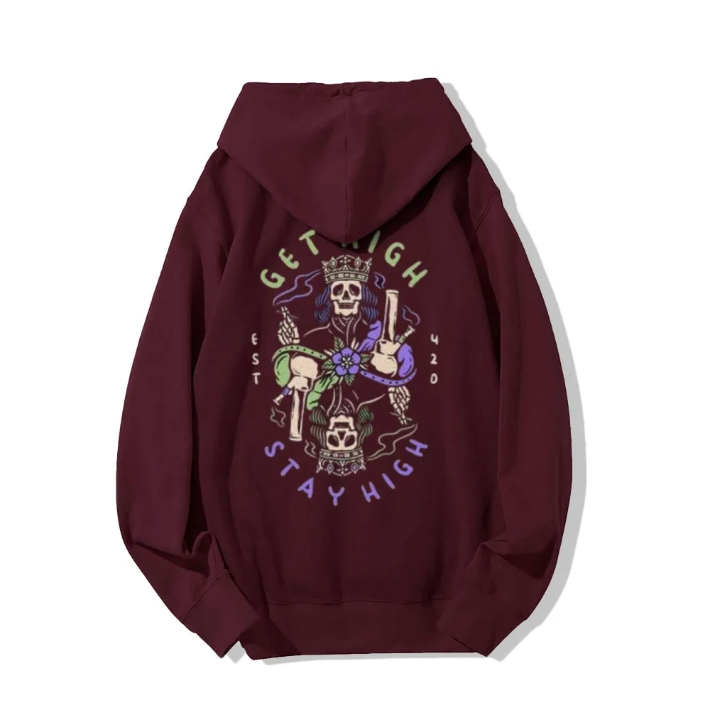 Mens GET HIGH STAY HIGH Queen Graphic Hoodies