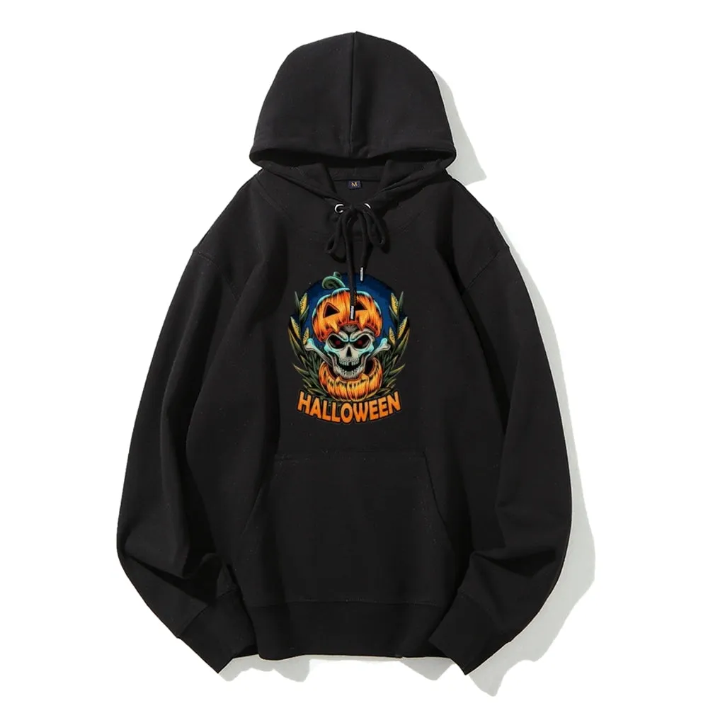 Mens Halloween Pumpkin Head Graphic Hoodies