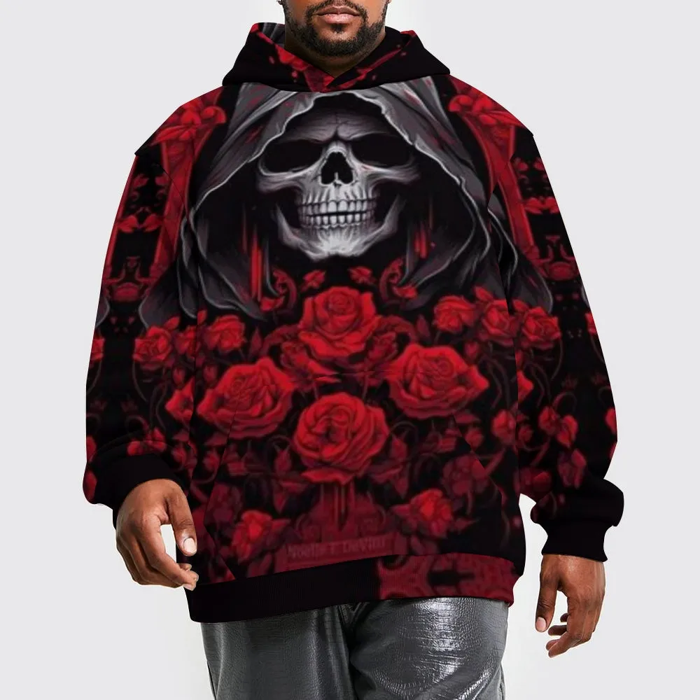 Mens Halloween Skull with Roses 3D Print Hoodies