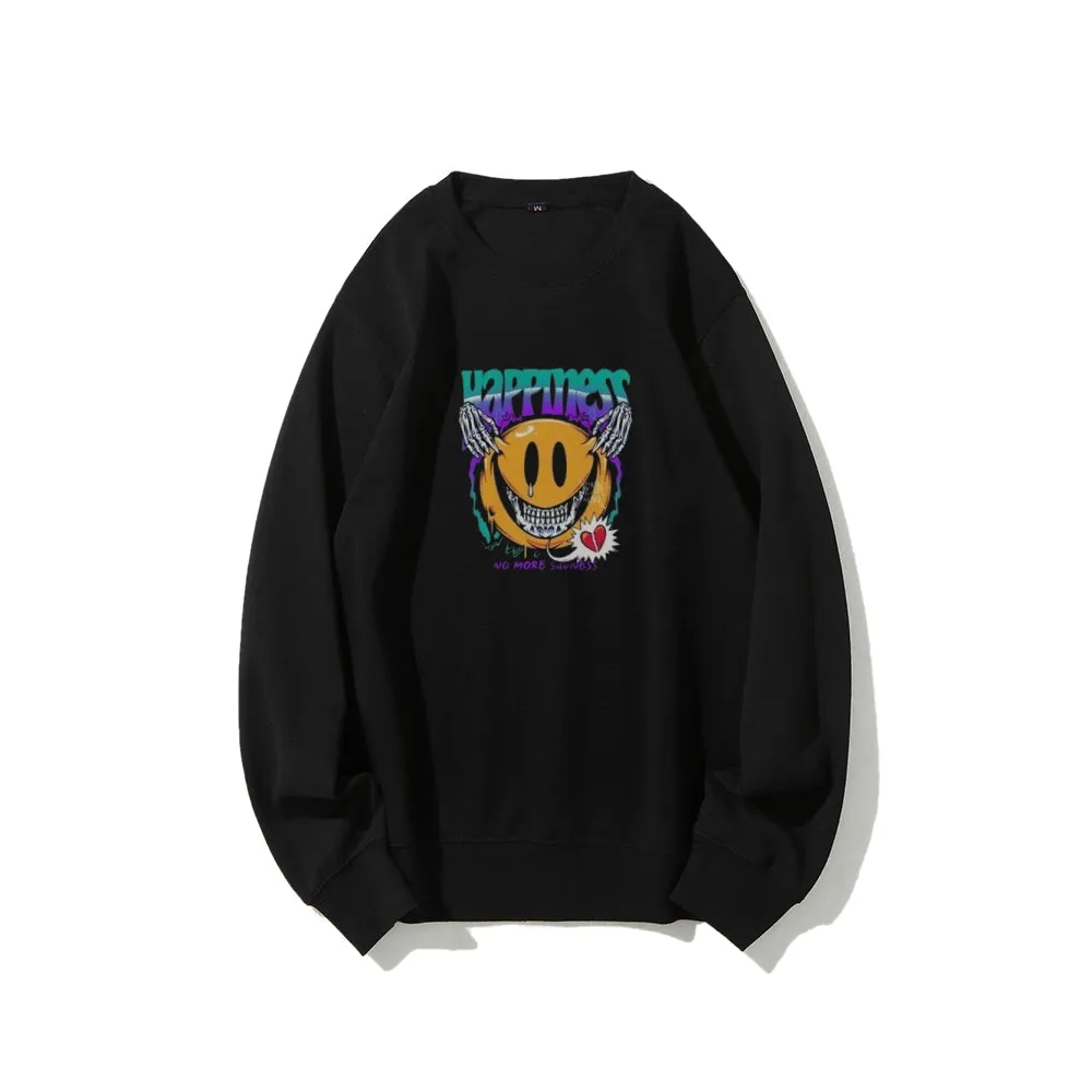 Mens Sad Smiling Face Graphic Sweatshirts