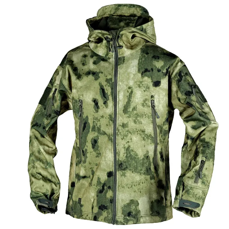 Mens tactical jacket made from shark skin soft shell material