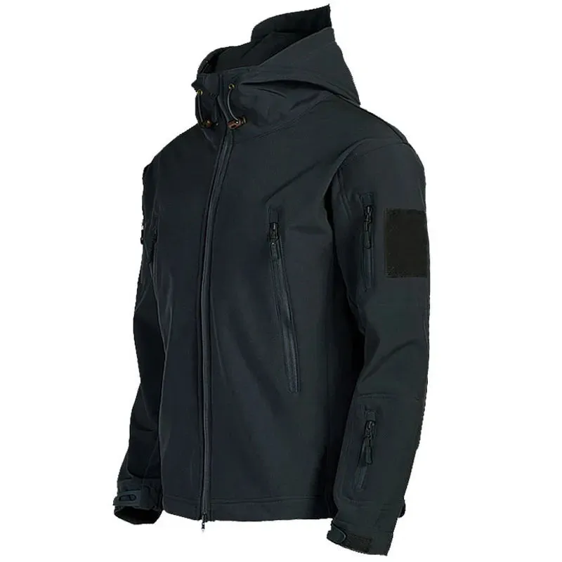 Mens tactical jacket made from shark skin soft shell material