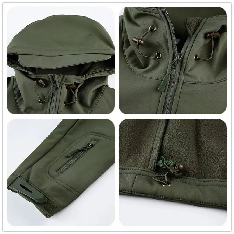 Mens tactical jacket made from shark skin soft shell material