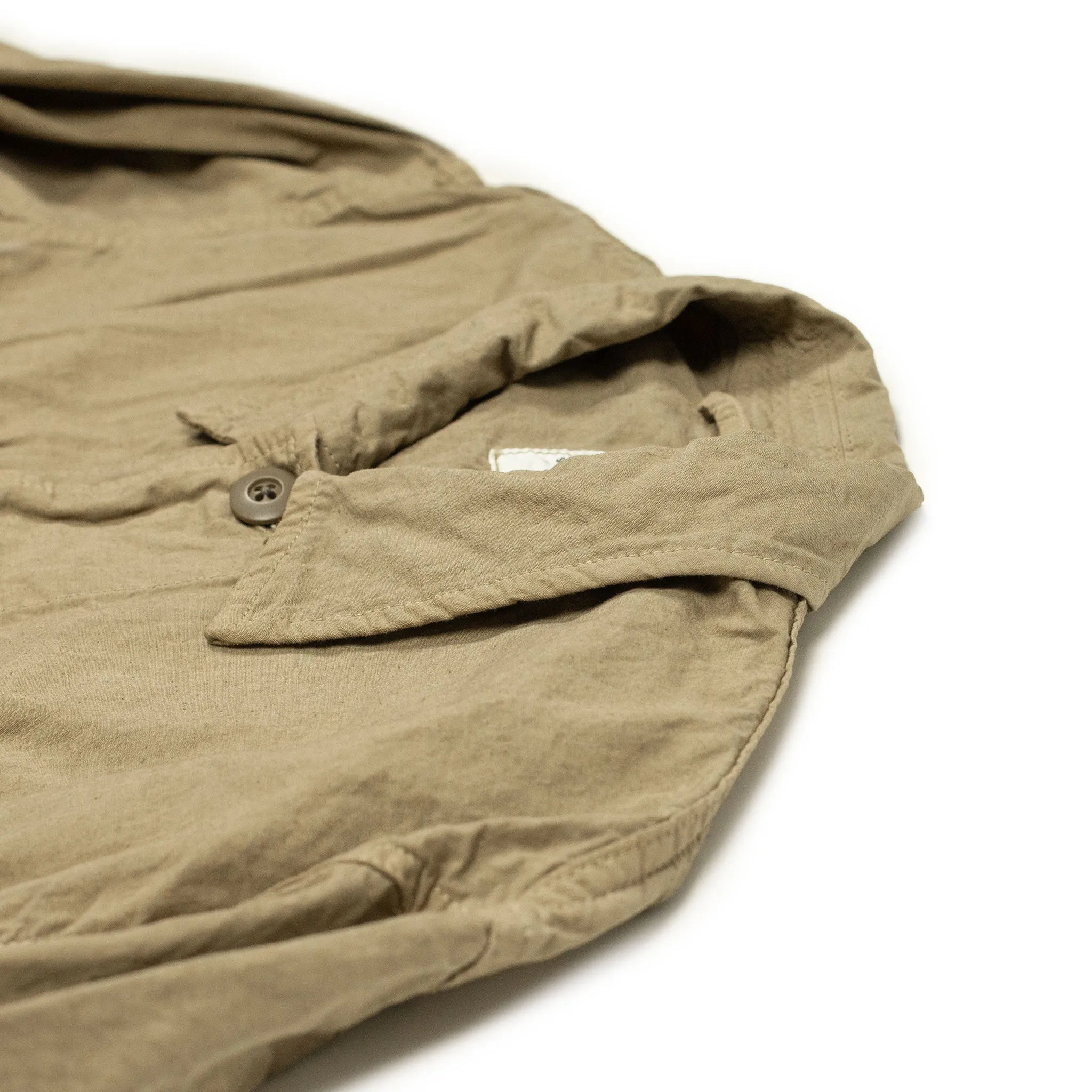 Military shirt in garment dyed beige cotton hemp