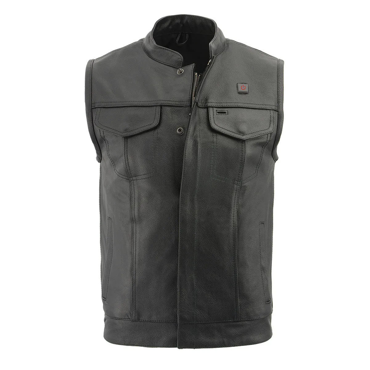 Milwaukee Leather MLM3524SET Men's Black 'All Season' Leather Club Style Vest with Heated and Cool-Tec Technology