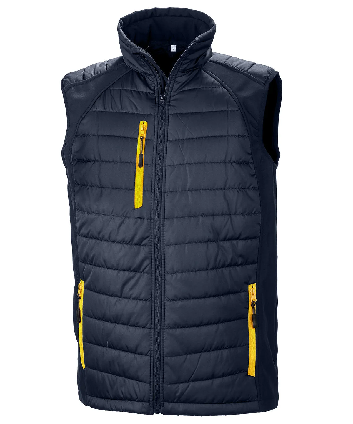 Navy/Yellow* - compass padded softshell gilet