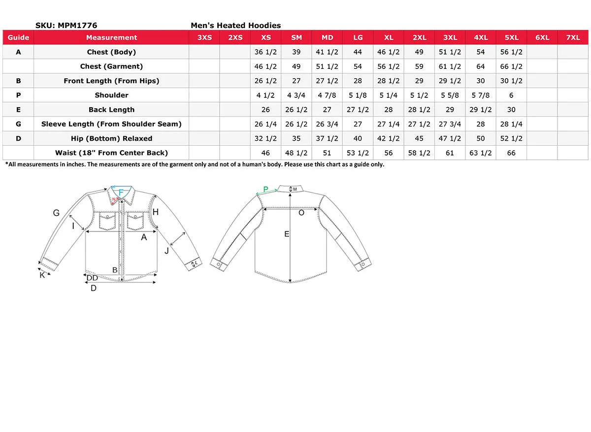 Nexgen Heat MPM1776SET Men's Camouflaged Heated Zipper Hoodies - Warming Camo Hoodie for Hunting w/ Battery