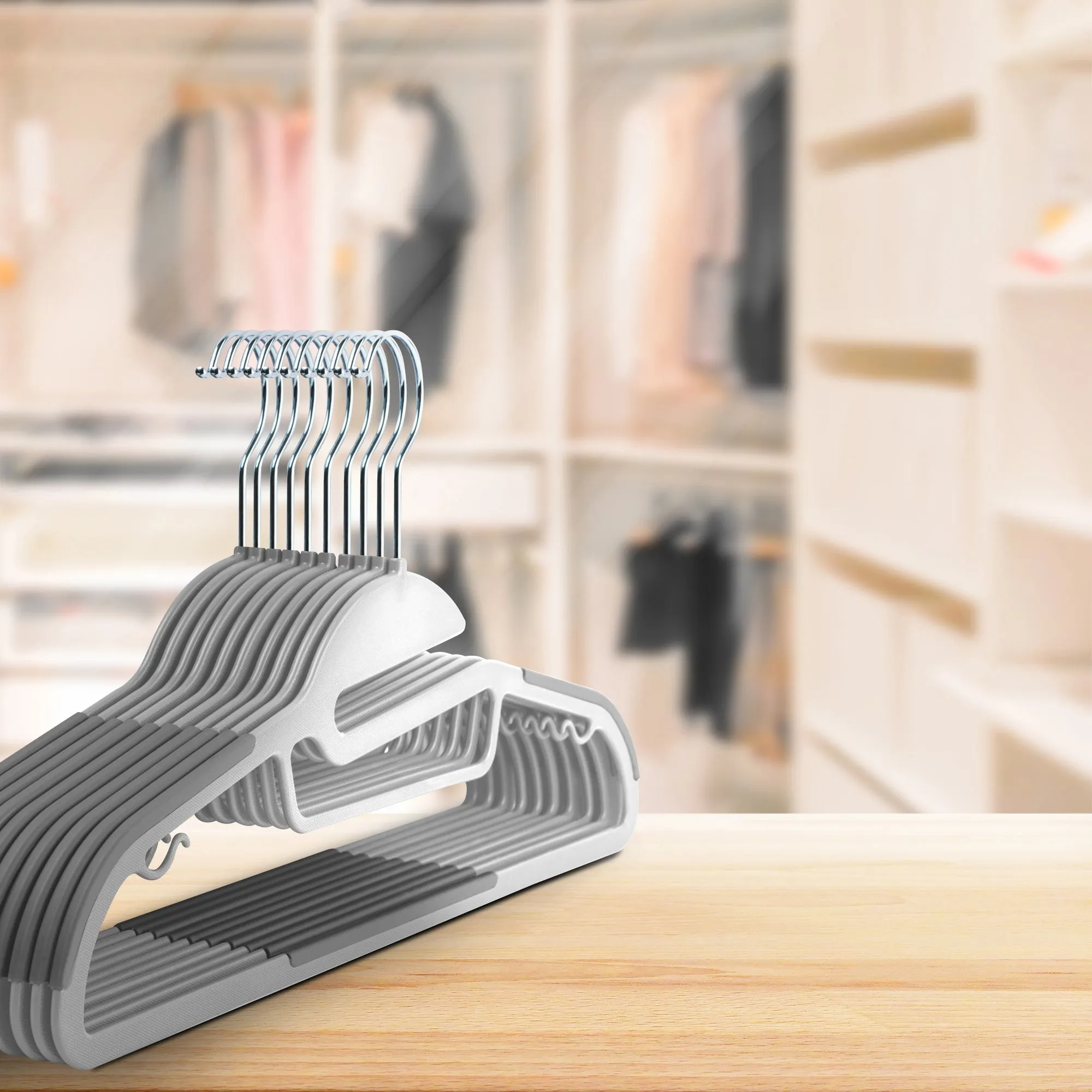 Non-Slip Hangers - Durable Slimline Design, Space Saving With 360 Swivel