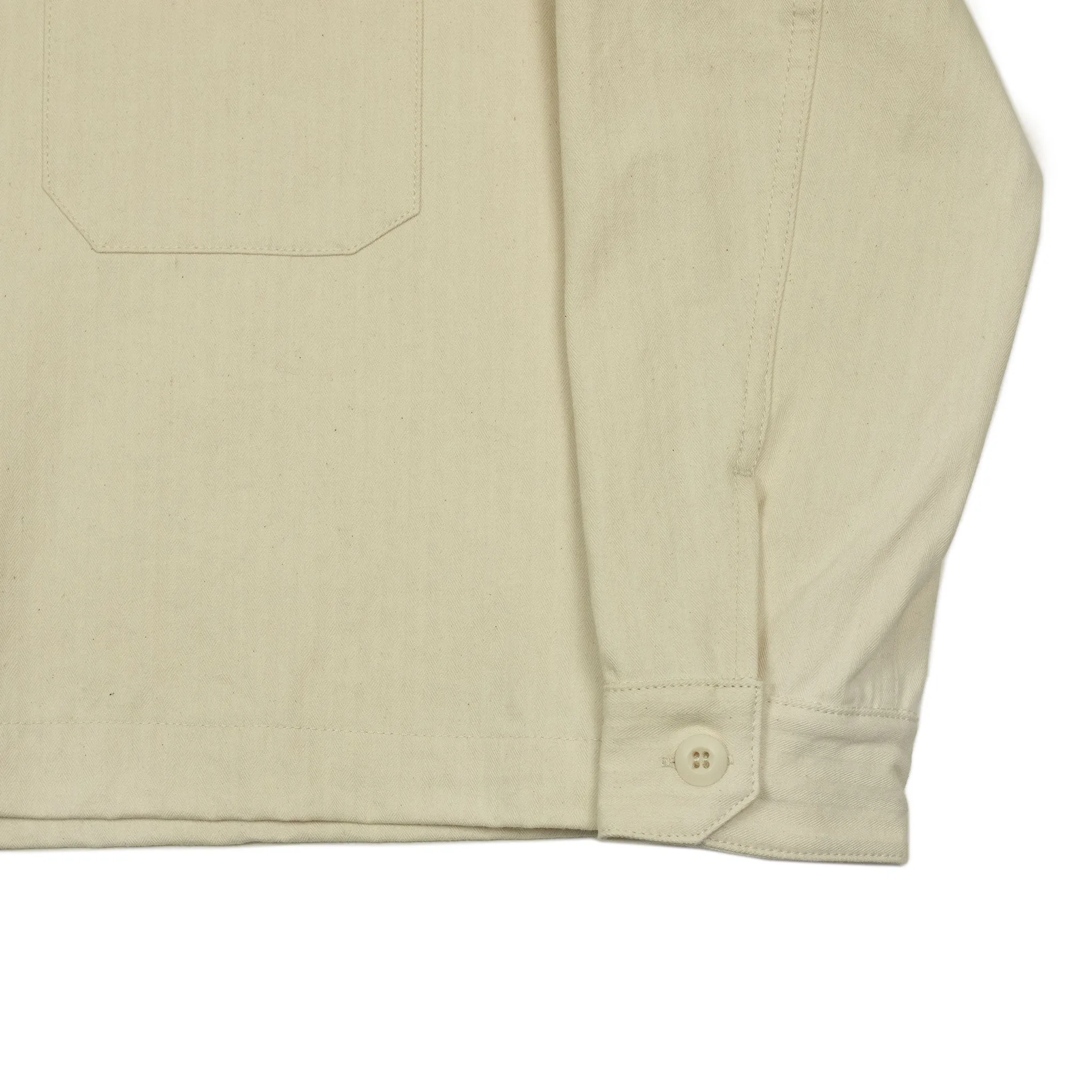 Officer jacket in washed natural herringbone cotton