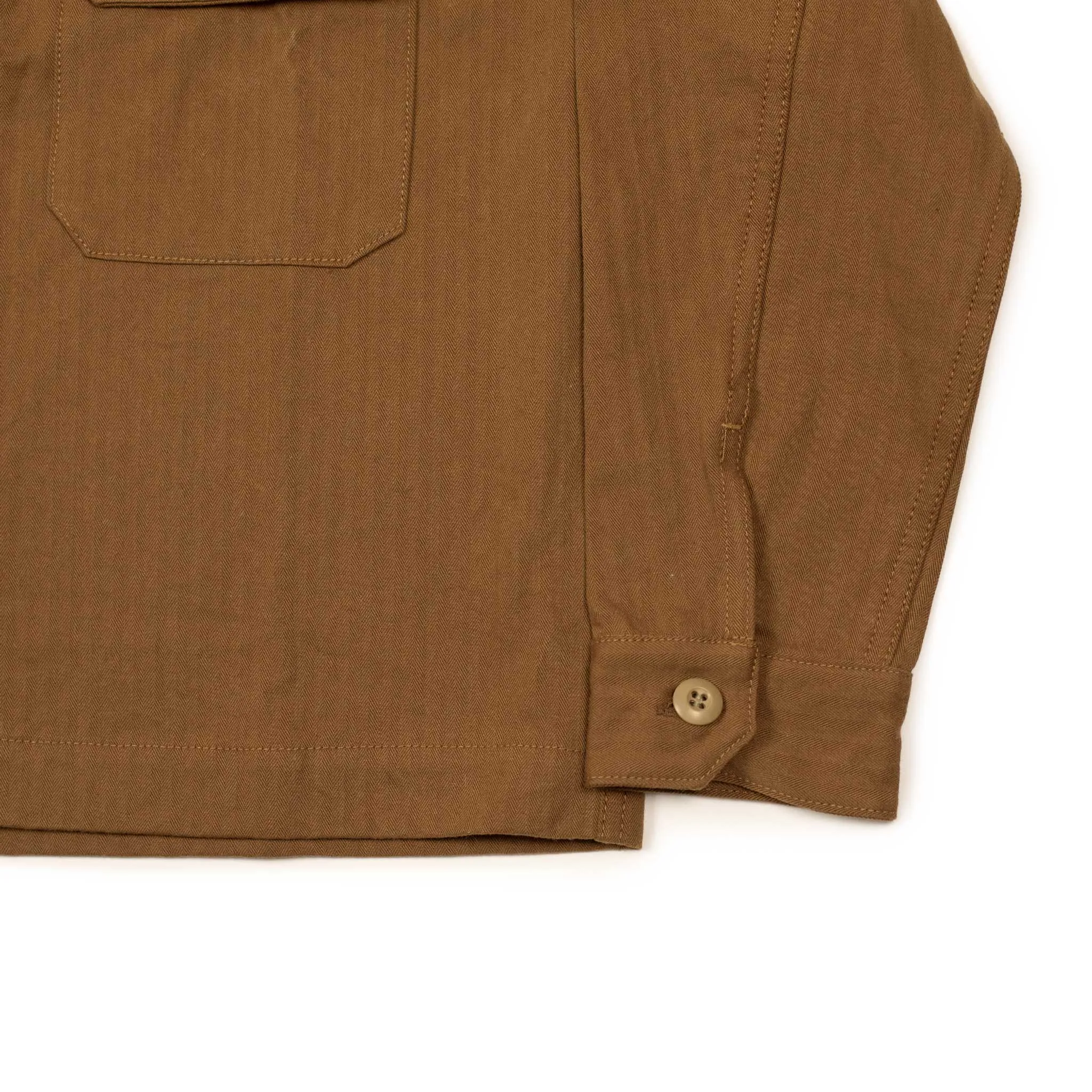 Officer shirt in washed rust cotton herringbone twill