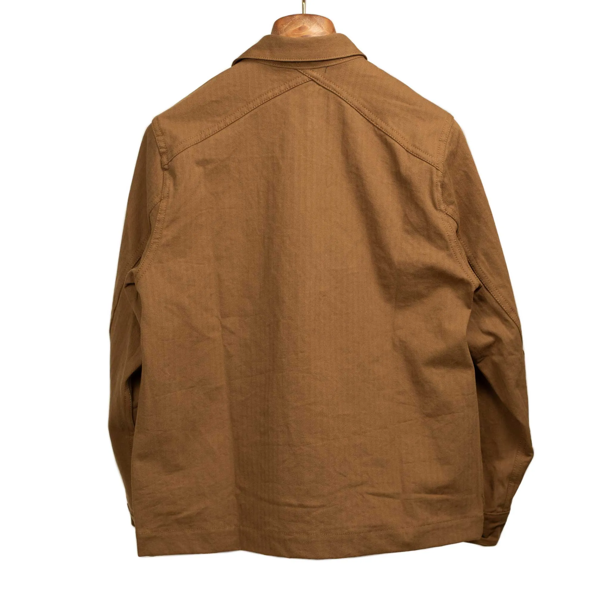 Officer shirt in washed rust cotton herringbone twill