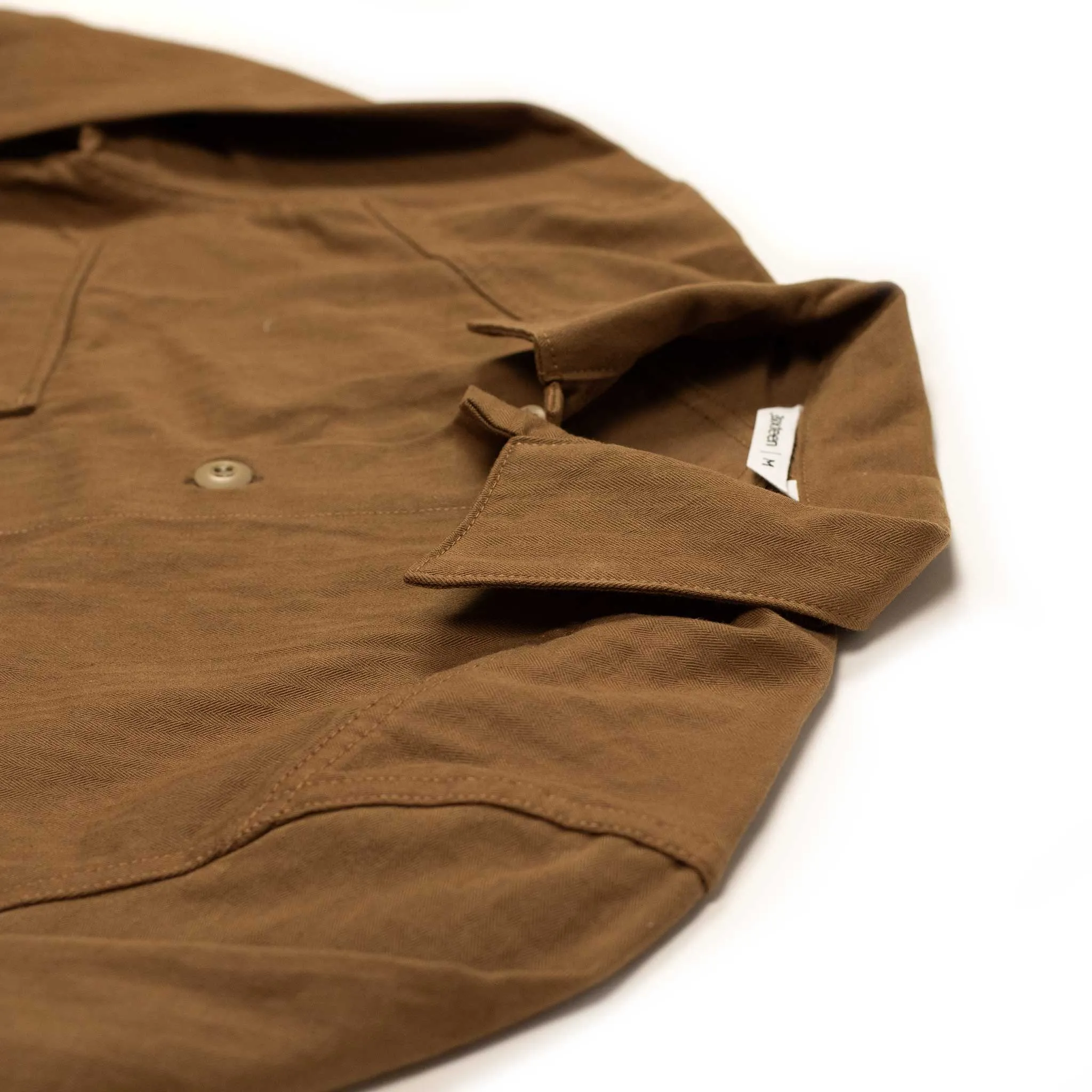 Officer shirt in washed rust cotton herringbone twill