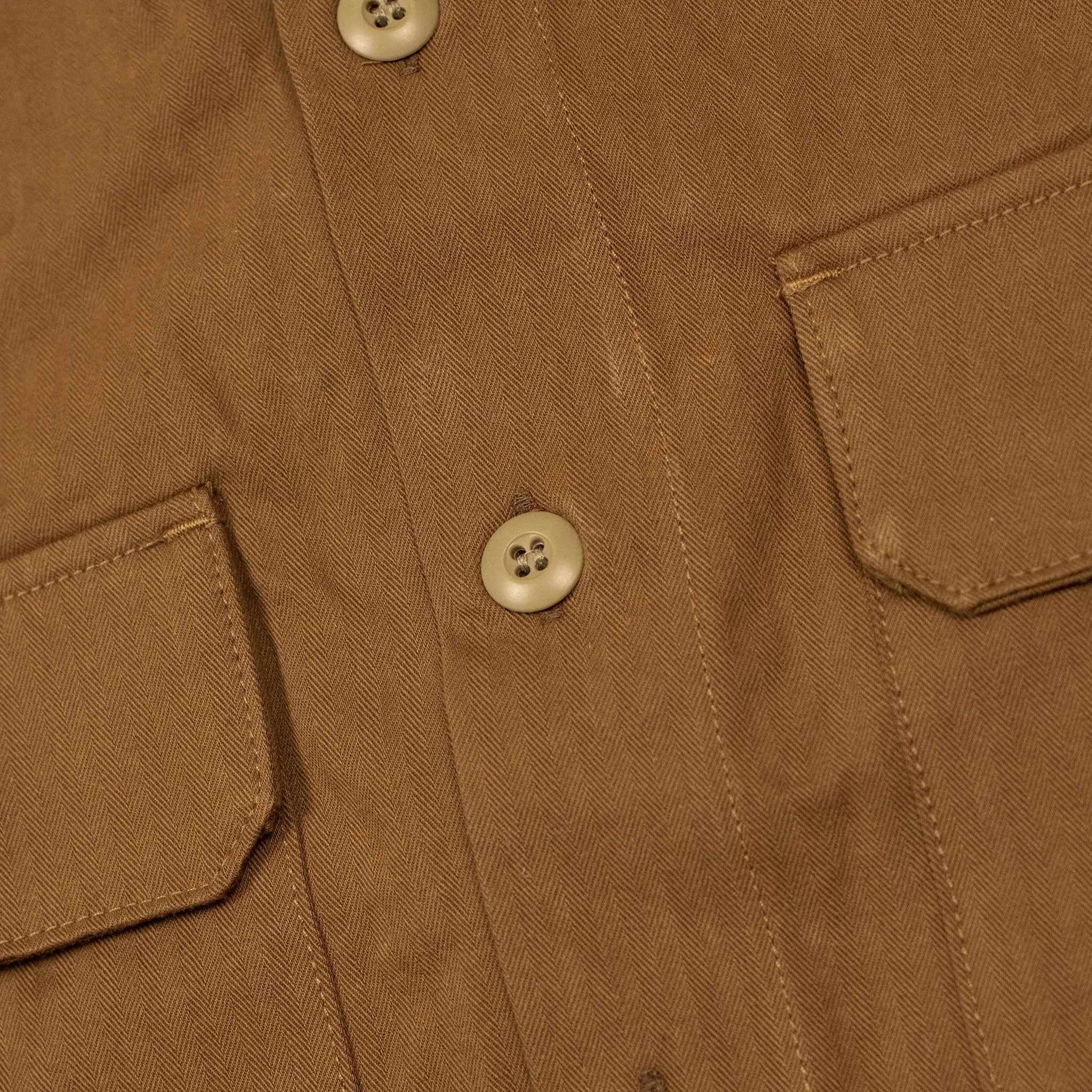 Officer shirt in washed rust cotton herringbone twill