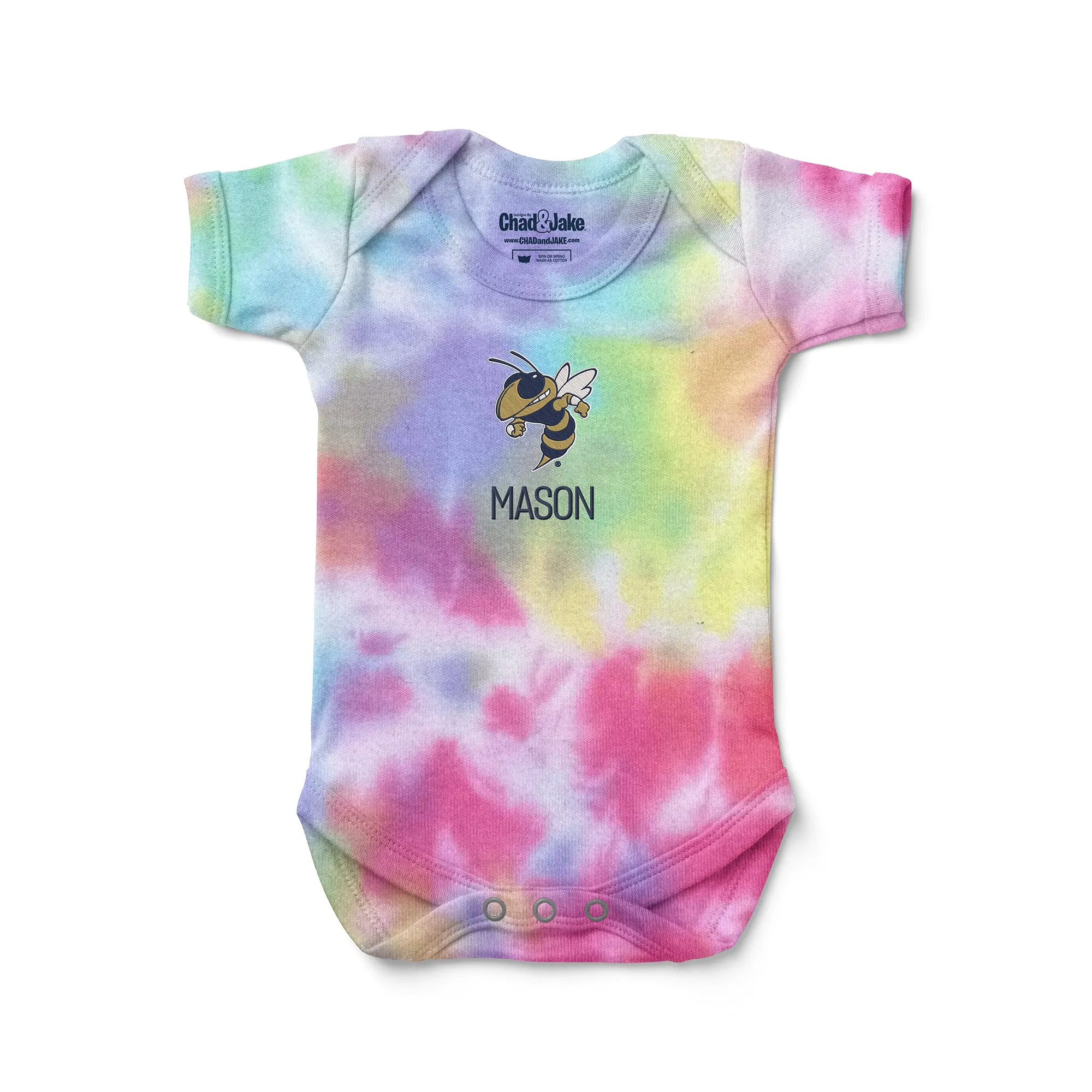 Personalized Georgia Tech Yellow Jackets Buzz Tie Dye Bodysuit