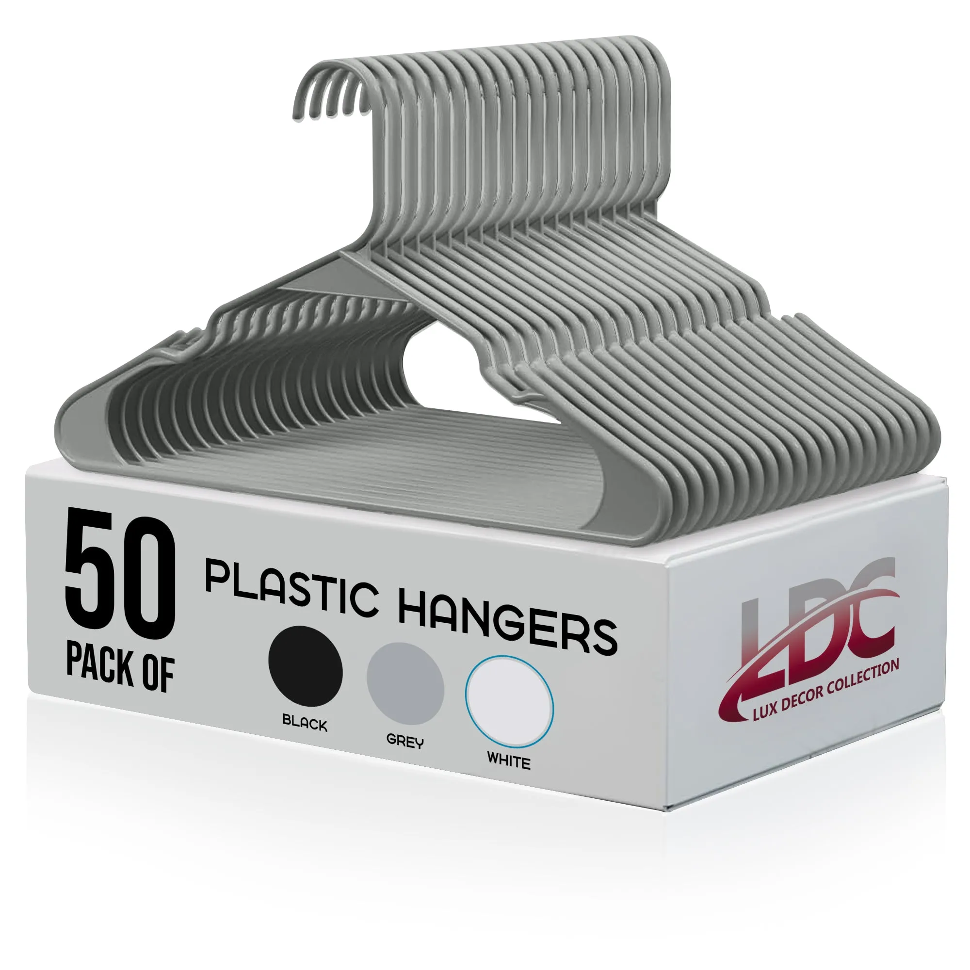 Plastic Hangers Pack of 50, Non-Slip Coat and Shirt Hangers