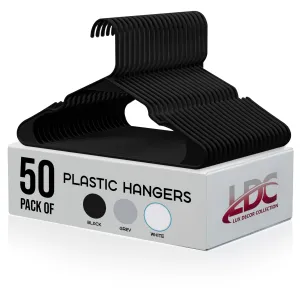 Plastic Hangers Pack of 50, Non-Slip Coat and Shirt Hangers