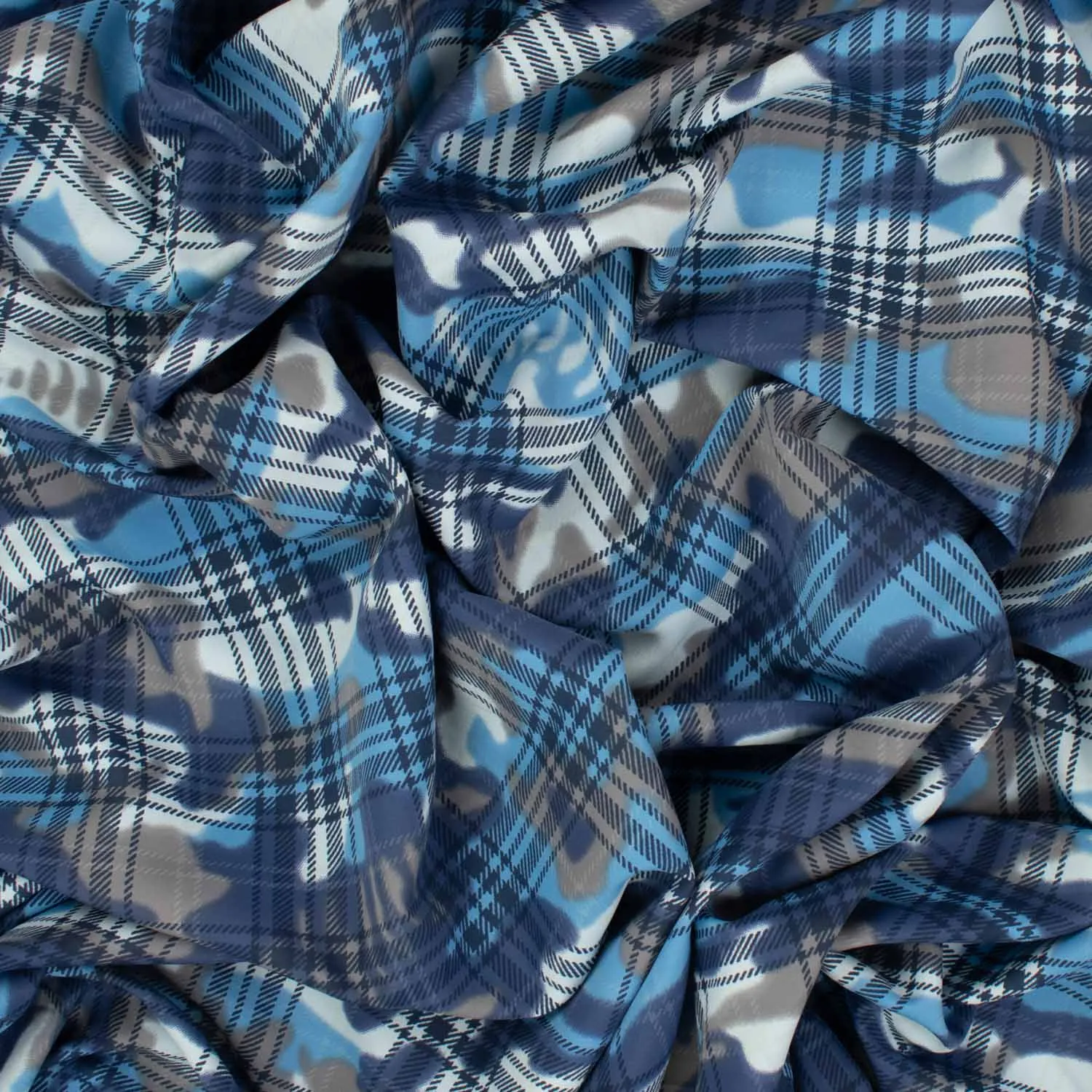 Printed Lining Design-19 Blue Navy Camouflage/Army Checks