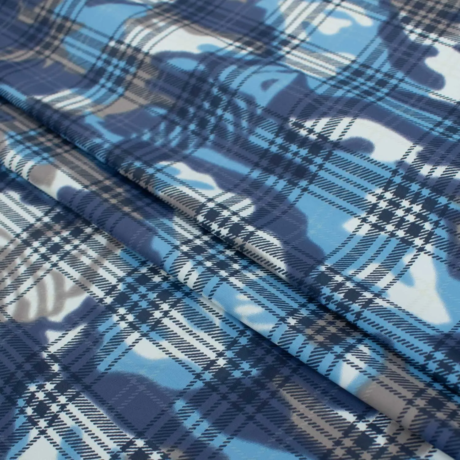 Printed Lining Design-19 Blue Navy Camouflage/Army Checks