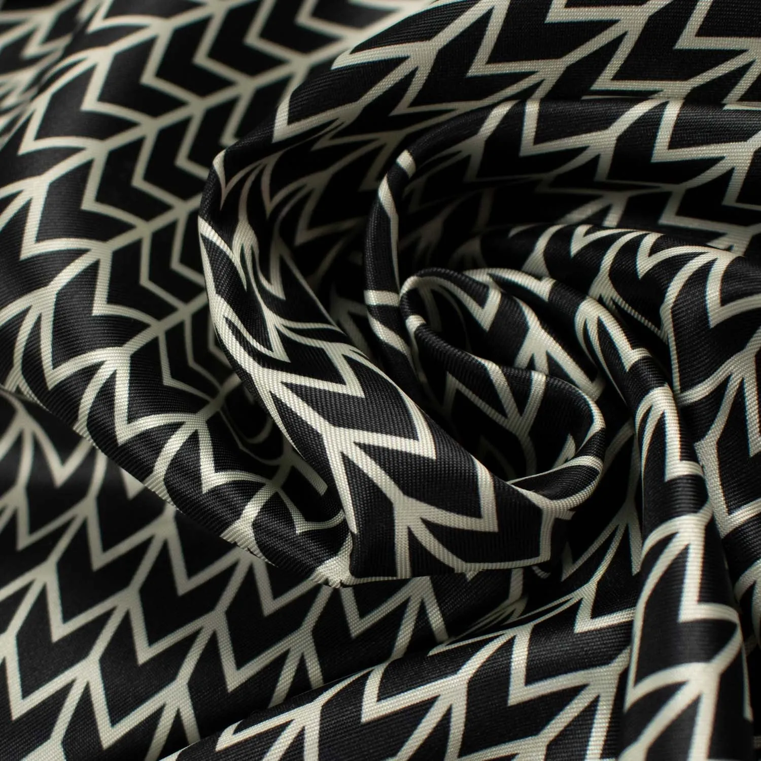 Printed Lining Design-45 Black & White Herringbone