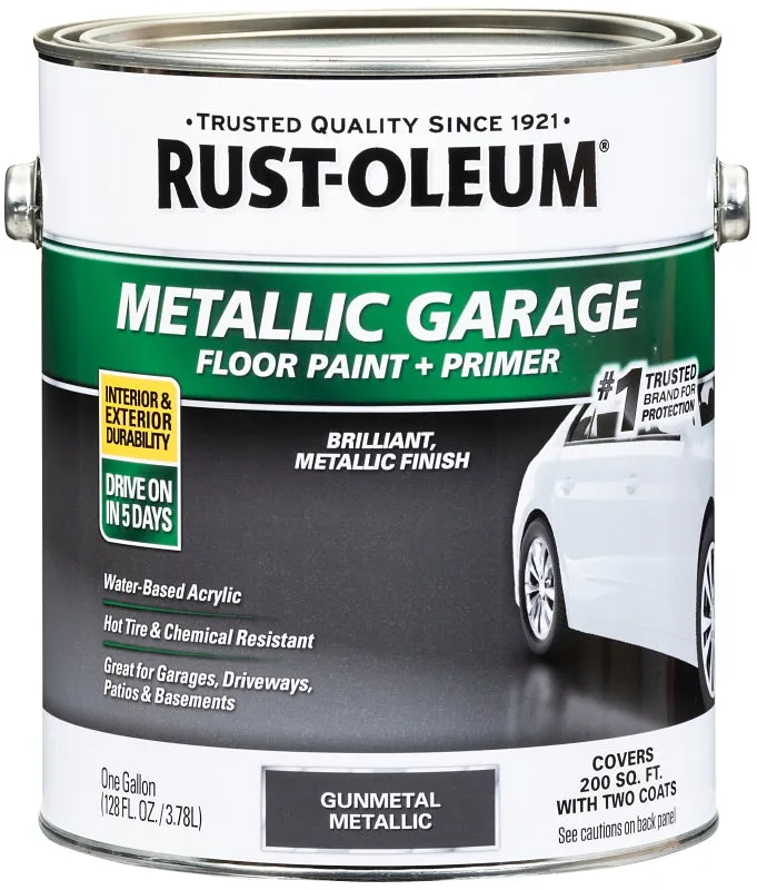 Rust-Oleum 349353 Concrete Floor Paint, Water, Metallic, Gun Metal, 1 gal, 200 sq-ft/gal Coverage Area :GAL: QUANTITY: 1