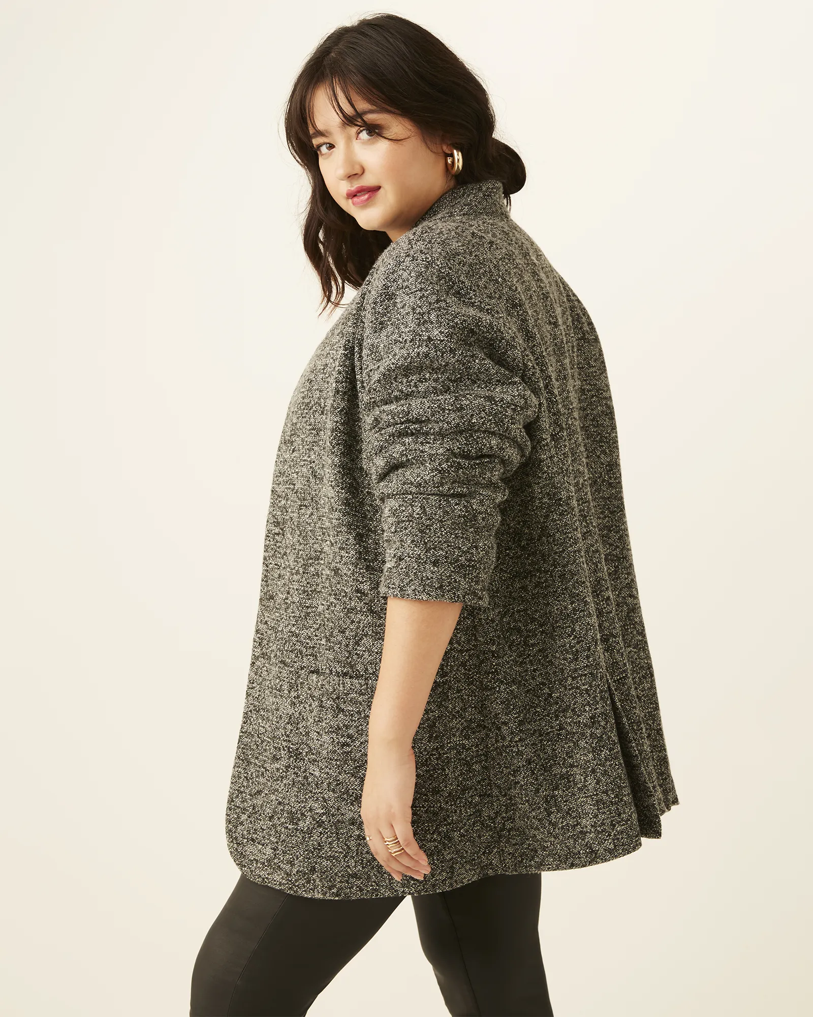 Sandra Open-Front Knit Blazer | Charcoal Grey