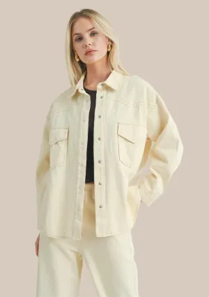 Signature Oversized Denim Shacket - Butter