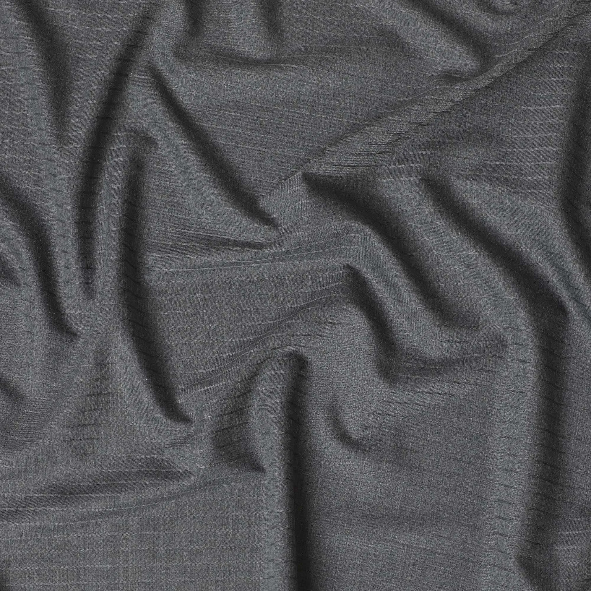 Sophisticated Grey Pinstripe Wool Fabric-D17550