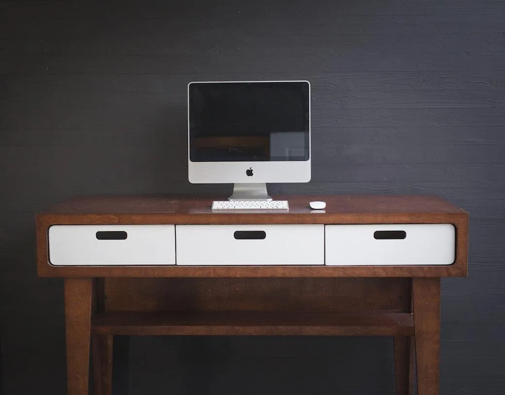 Standing Desk // Fixed Height Standing Desk with Drawers and Wooden Legs