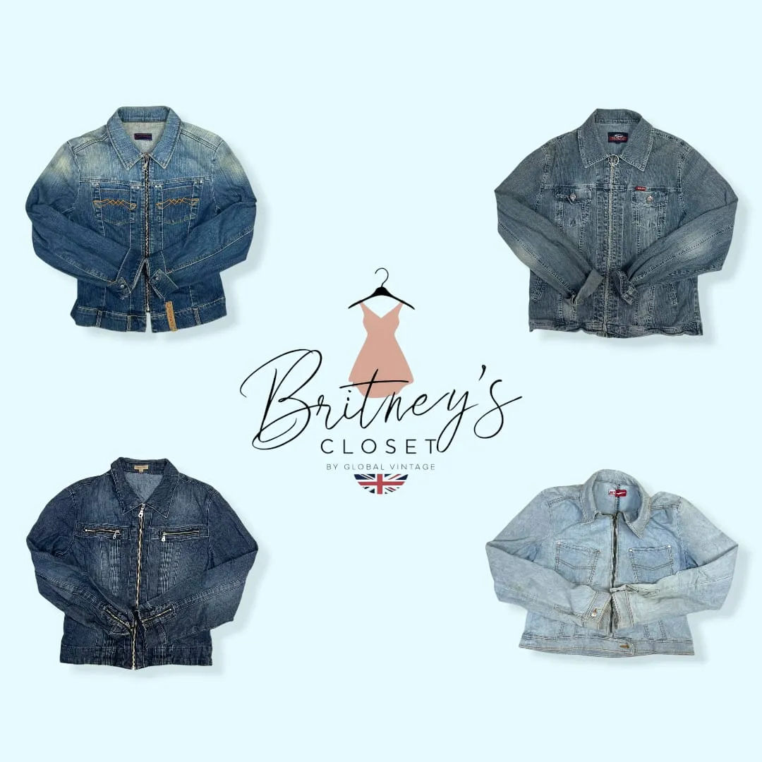 Straight Fit Y2K Blues Denim Zipper Jacket  - 12 Pieces ( BC-11-25 )