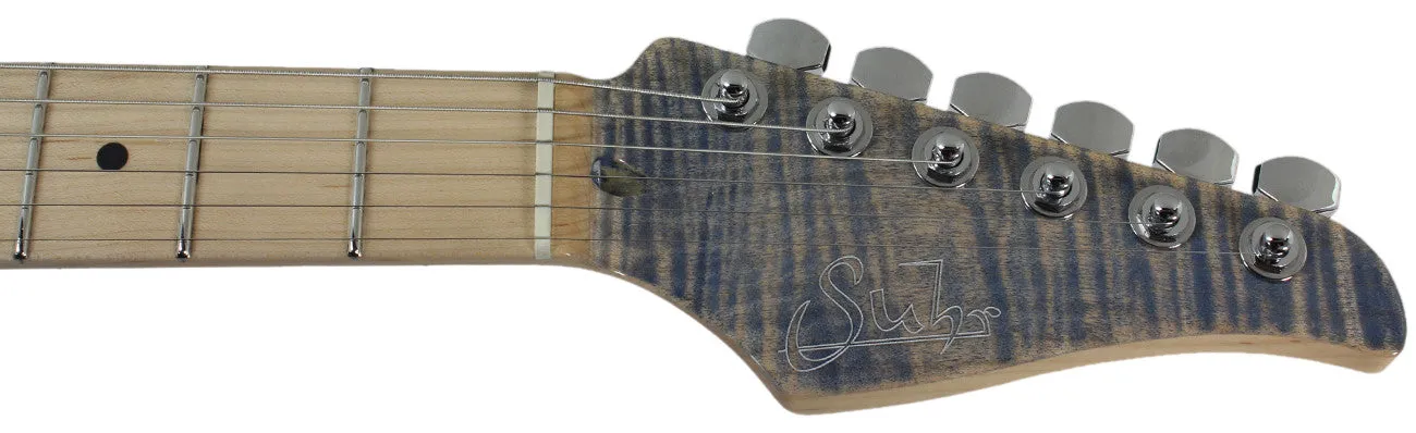 Suhr Modern Pro Guitar, Trans Blue Denim Slate, Maple, Matching Headstock