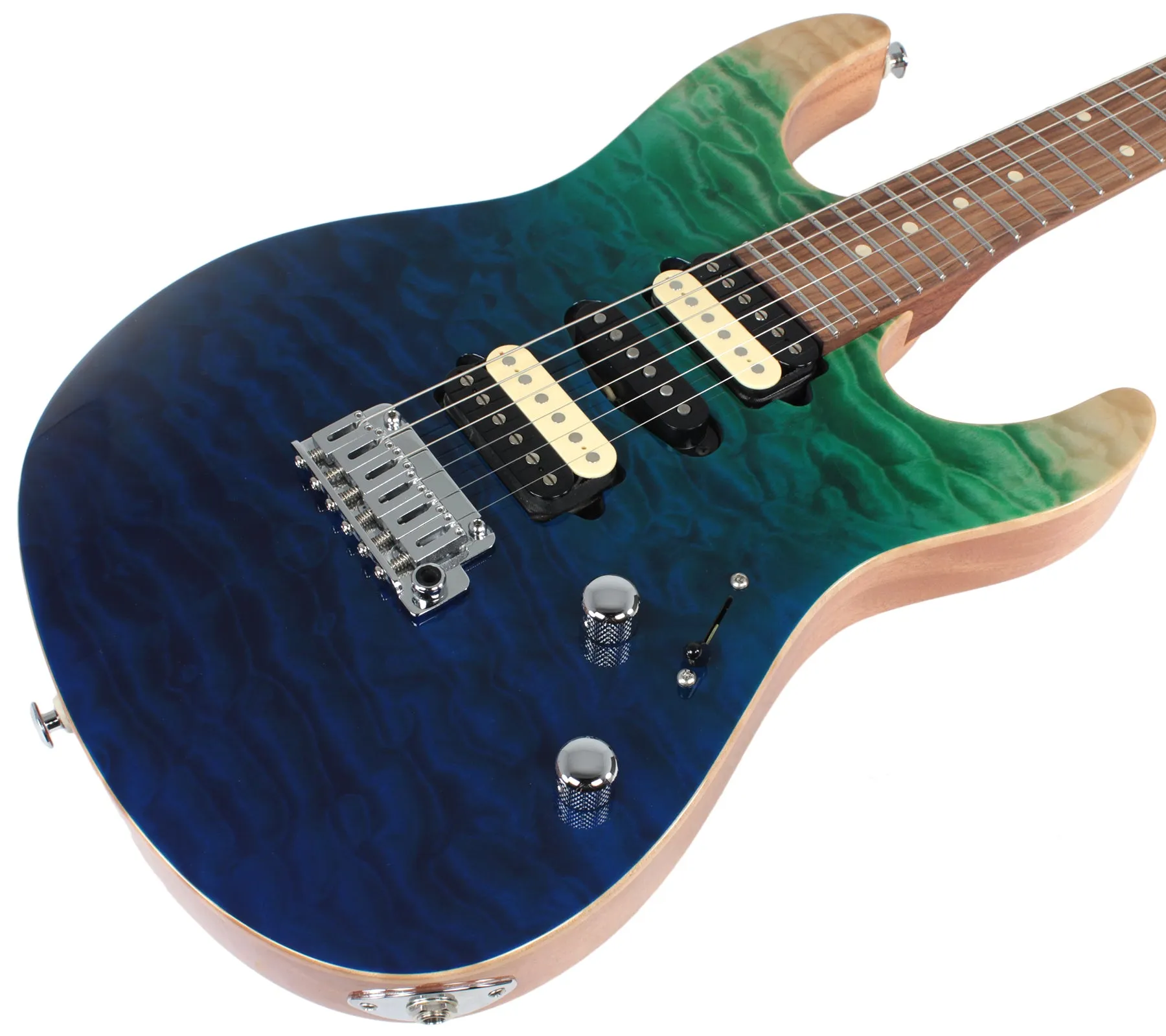 Suhr Modern Select Guitar, Quilted Maple, Aqua Burst Gradient